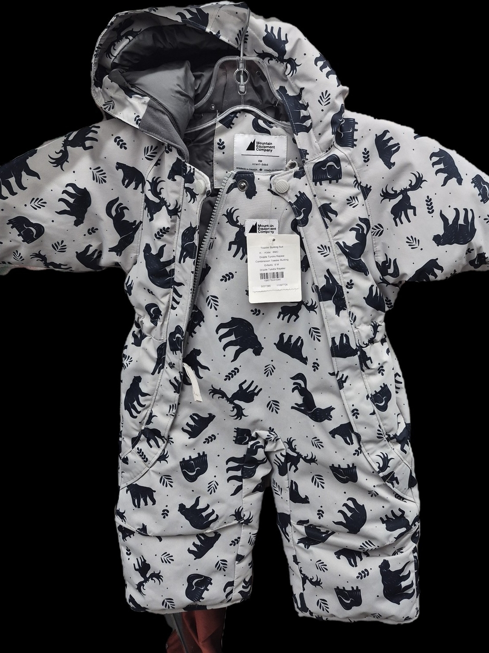 Mountain Equipment Company One Piece Snowsuit with Navy Animal Print